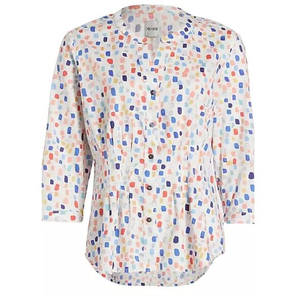 Nic + Zoe Seaglass Button Front Shirt Women's XS Multi Colar 3/4 Sleeve $148 - Picture 1 of 8